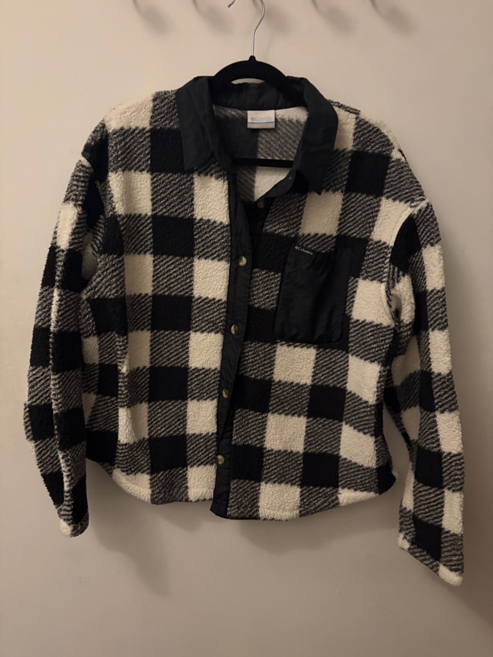 Columbia Black and White Buffalo Plaid Fleece